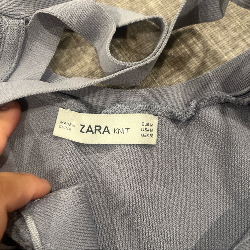 Zara knit Tank Top Womens medium blue Sleeveless Basic Minimal - Picture 4 of 7